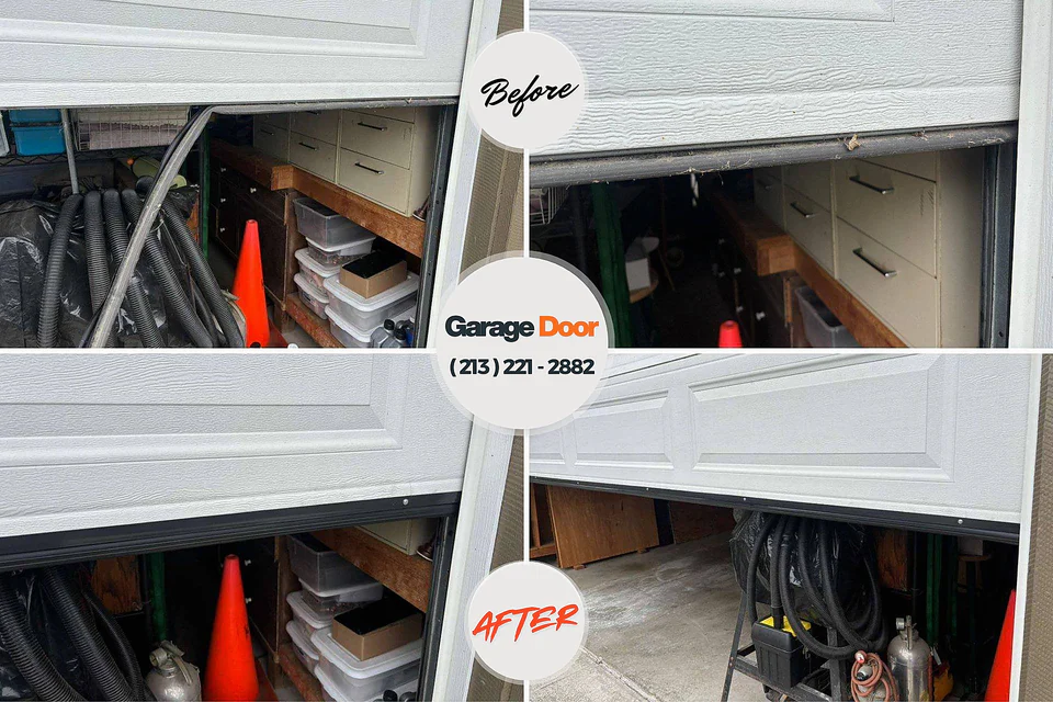 Before and after: garage door repair Palm Springs North, FL